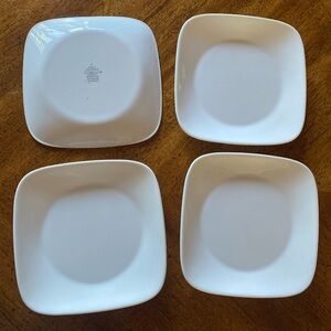 4 Corelle White 6.5” Sq appetizer plates